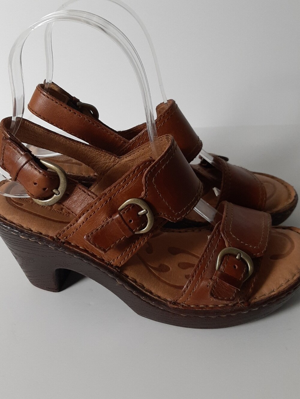 Born Brown Leather Sandals With Heels Size 6